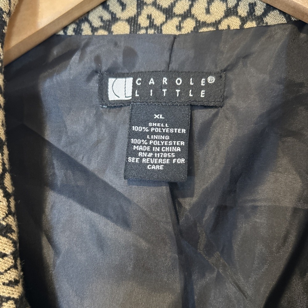 Carole Little Leopard Print Belted Jacket Women XL Tan Black Animal Pattern - Picture 7 of 8